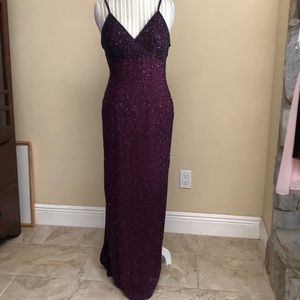 Long burgundy beaded dress